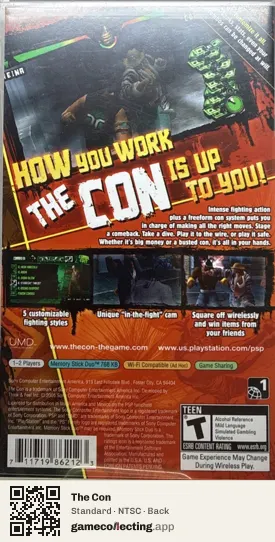 The Con PlayStation Portable, NTSC box back