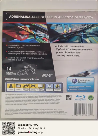 Wipeout HD Fury PlayStation 3, Italy box back