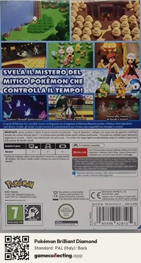 Pokémon Brilliant Diamond Nintendo Switch, Italy box back