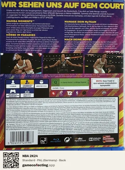 NBA 2K24 PlayStation 4, Germany box back