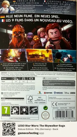 LEGO Star Wars: The Skywalker Saga Nintendo Switch, Germany box back