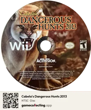 Cabela's Dangerous Hunts 2013 Nintendo Wii, NTSC disc