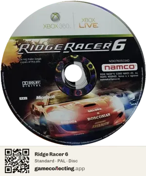 Ridge Racer 6 Xbox 360, PAL disc