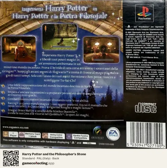 Harry Potter and the Philosopher's Stone PlayStation, Italy box back