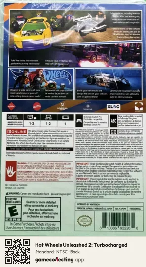 Hot Wheels Unleashed 2: Turbocharged Nintendo Switch, NTSC box back