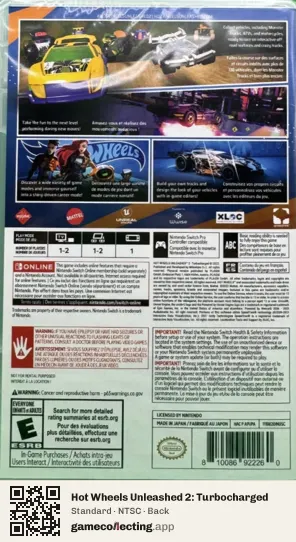 Hot Wheels Unleashed 2: Turbocharged Nintendo Switch, NTSC box back