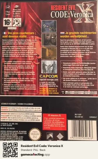 Resident Evil Code: Veronica X Nintendo GameCube, PAL box back