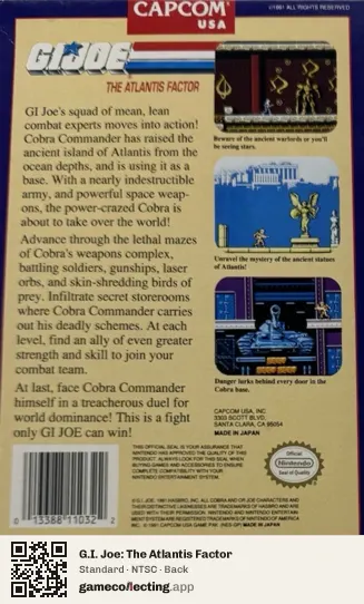 G.I. Joe: The Atlantis Factor Nintendo Entertainment System, NTSC box back
