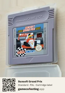 Sunsoft Grand Prix Game Boy, PAL cartridge label
