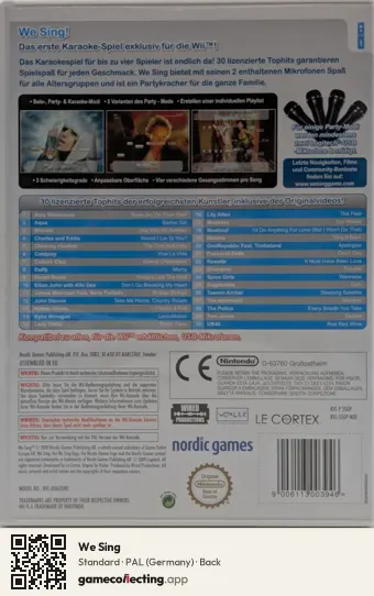 We Sing Nintendo Wii, Germany box back