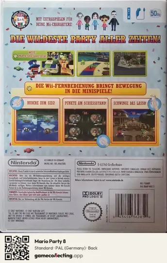 Mario Party 8 Nintendo Wii, Germany box back
