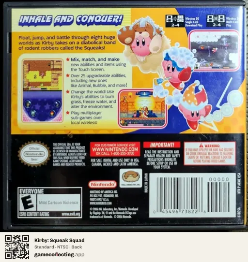 Kirby: Squeak Squad Nintendo DS, NTSC box back