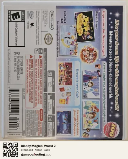 Disney Magical World 2 Nintendo 3DS, NTSC box back