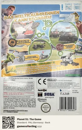 Planet 51: The Game Nintendo Wii, Germany box back