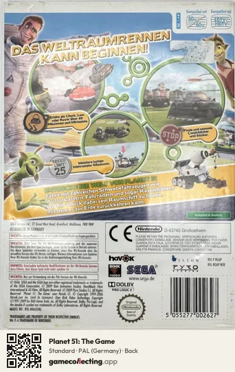 Planet 51: The Game Nintendo Wii, Germany box back