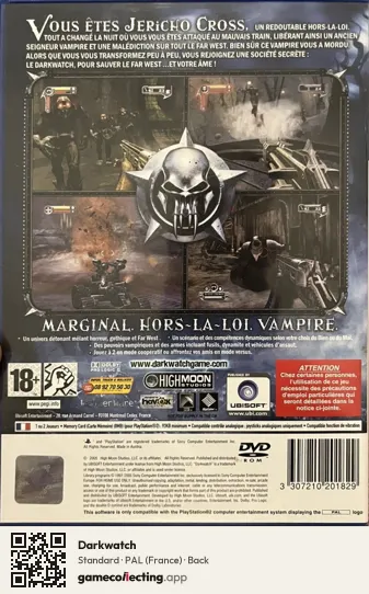 Darkwatch PlayStation 2, France box back