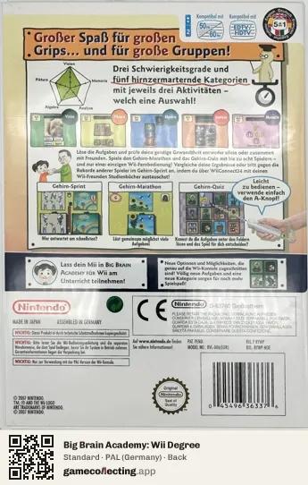 Big Brain Academy: Wii Degree Nintendo Wii, Germany box back
