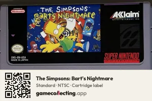 The Simpsons: Bart's Nightmare Super Nintendo Entertainment System, NTSC cartridge label