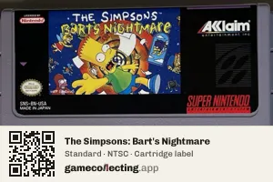 The Simpsons: Bart's Nightmare Super Nintendo Entertainment System, NTSC cartridge label