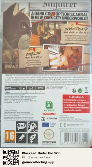 Blacksad: Under the Skin Nintendo Switch, Germany box back