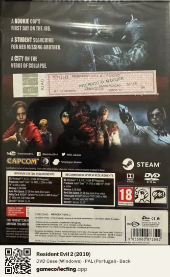 Resident Evil 2 (2019) Computer, Portugal box back