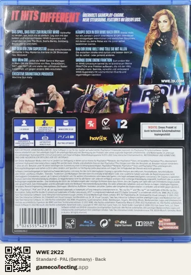 WWE 2K22 PlayStation 4, Germany box back