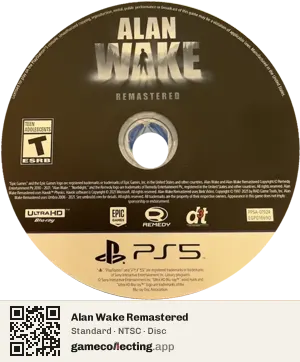 Alan Wake Remastered PlayStation 5, NTSC disc
