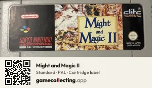 Might and Magic II Super Nintendo Entertainment System, PAL cartridge label