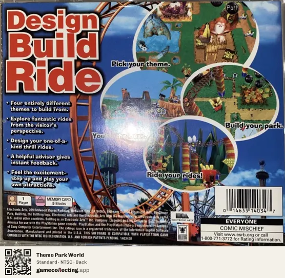 Theme Park World PlayStation, NTSC box back