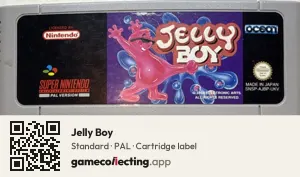 Jelly Boy Super Nintendo Entertainment System, PAL cartridge label