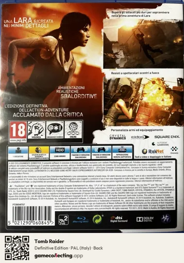 Tomb Raider PlayStation 4, Italy box back