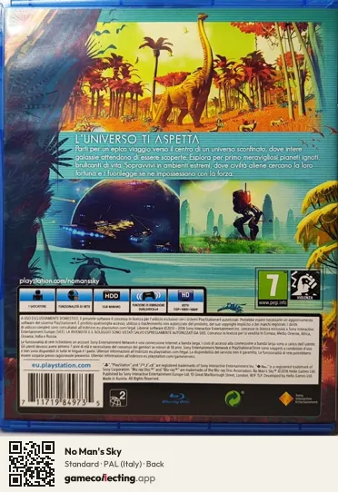No Man's Sky PlayStation 4, Italy box back