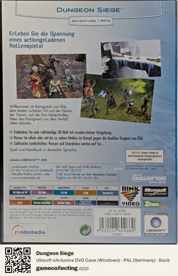 Dungeon Siege Computer, Germany box back