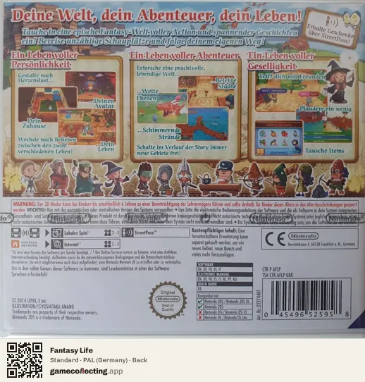 Fantasy Life Nintendo 3DS, Germany box back