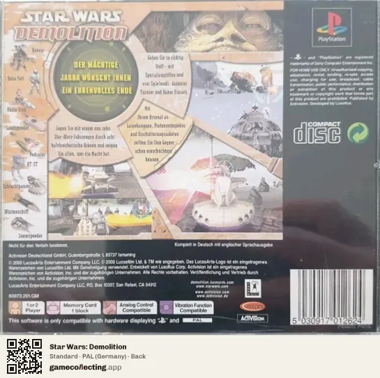 Star Wars: Demolition PlayStation, Germany box back