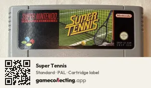 Super Tennis Super Nintendo Entertainment System, PAL cartridge label