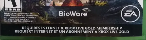 Anthem, the ESRB box on its front