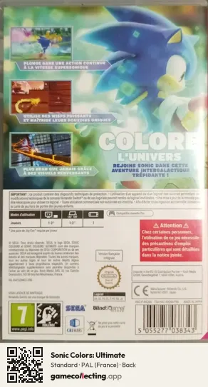 Sonic Colors: Ultimate Nintendo Switch, France box back