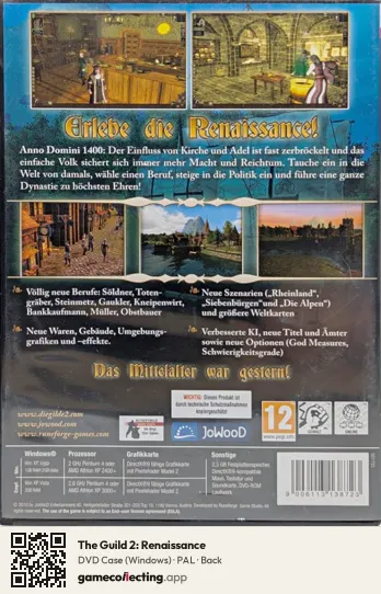 The Guild 2: Renaissance Computer, PAL box back