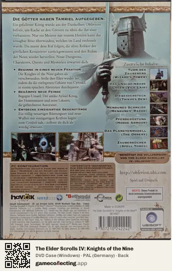 The Elder Scrolls IV: Knights of the Nine Computer, Germany box back