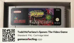 Todd McFarlane's Spawn: The Video Game Super Nintendo Entertainment System, PAL cartridge label