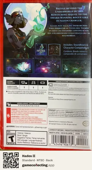 Hades II Nintendo Switch 2, NTSC box back