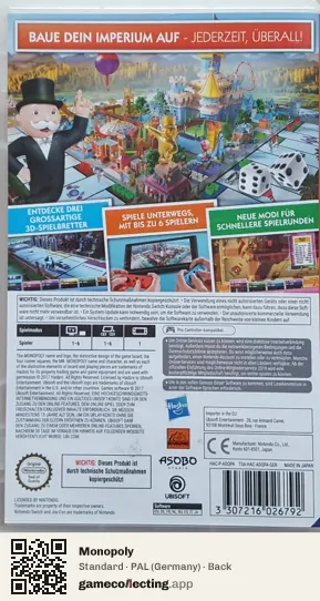 Monopoly Nintendo Switch, Germany box back