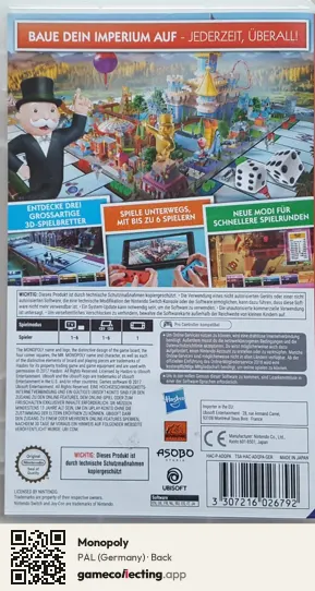 Monopoly Nintendo Switch, Germany box back
