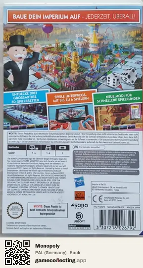 Monopoly Nintendo Switch, Germany box back