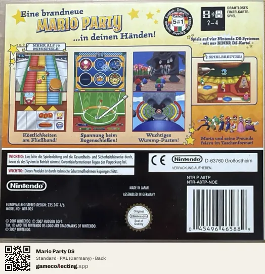Mario Party DS Nintendo DS, Germany box back