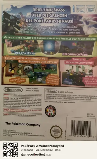 PokéPark 2: Wonders Beyond Nintendo Wii, Germany box back