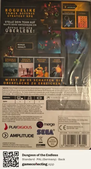Dungeon of the Endless Nintendo Switch, Germany box back