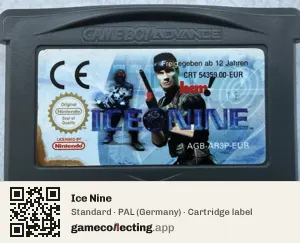 Ice Nine Game Boy Advance, PAL cartridge label
