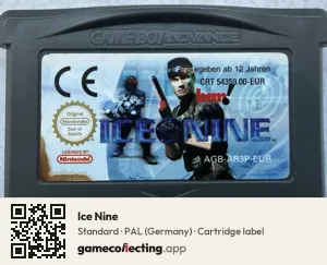 Ice Nine Game Boy Advance, PAL cartridge label